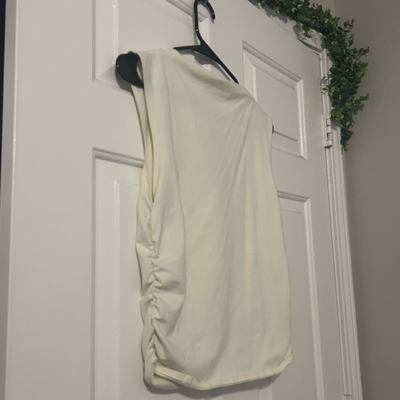 Silence + Noise Cream High Neck Ruched Tank Top Size L - Picture 6 of 7